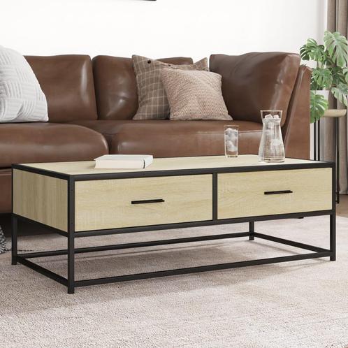 vidaXL Salontafel 100x50x35 cm bewerkt hout en metaal sonoma, Huis en Inrichting, Tafels | Salontafels, 100 tot 150 cm, Nieuw
