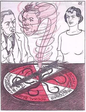 Dirk Gerrit Draayer als nieuwe directeur op spotprent beschikbaar voor biedingen