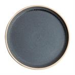 Canvas platte ronde borden | blauw graniet | 25Øcm | 6 stuk, Verzenden