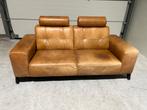 Mooie cognac kleurige hoekbank van leder, Minder dan 75 cm, Driepersoons, Zo goed als nieuw, Rechte bank