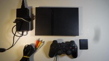 PS2 slim zwart met garantie, controller en memory card