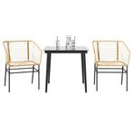 vidaXL 3-delige Tuinset poly rattan glas bruin, 2 zitplaatsen, Nieuw, Tuinset, Verzenden