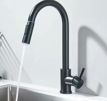 Zwarte Uittrekbare Keukenkraan – Flexibel & 2 Waterstanden beschikbaar voor biedingen