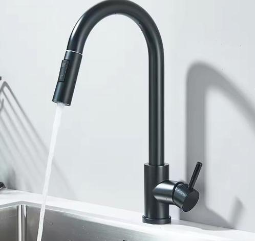 Zwarte Uittrekbare Keukenkraan – Flexibel & 2 Waterstanden, Doe-het-zelf en Verbouw, Sanitair, Nieuw, Verzenden