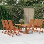 vidaXL 7-delige Tuinset massief eucalyptushout, Verzenden, 6 zitplaatsen, Nieuw, Tuinset