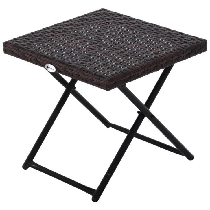 TRUUSK Opvouwbare Poly Rotan Bijzettafel - Tuintafel voor Tu, Tuin en Terras, Tuintafels, Nieuw, Verzenden