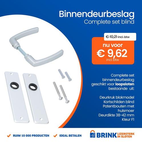 Complete set binnendeurbeslag blind DD:38-42 F1, Doe-het-zelf en Verbouw, Hang- en Sluitwerk, Overige typen, Nieuw, Overige materialen