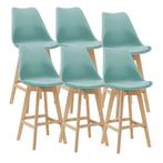 Barkruk set van 6 kunstleer en beuken 105x48x58 cm mint, Huis en Inrichting, Stoelen, Verzenden, Nieuw