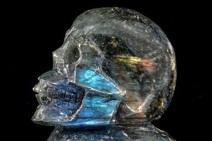 Prachtige labradoriet dubbel schedel met sterke flitsen -, Verzamelen, Mineralen en Fossielen