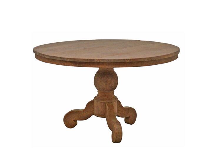 Ronde TEAK eettafel Dingklik met bolpoot-130 cm, Huis en Inrichting, Tafels | Eettafels, Nieuw, Ophalen of Verzenden