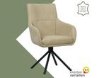 Leren draaibare eetkamerstoel Fancy - Kenia Taupe, Nieuw, Leer, Ophalen of Verzenden, 90 cm of meer