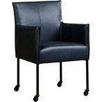 Leren eetkamerstoel More - Granada Blue (blauw) - Poten, Huis en Inrichting, Stoelen, Overige kleuren, Bohemian, Industrieel, Modern, Scandinavisch