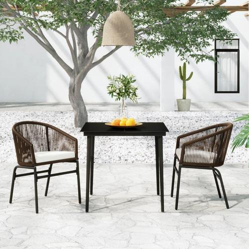 vidaXL 3-delige Tuinset bruin, Tuin en Terras, Tuinsets en Loungesets, Tuinset, Nieuw, 2 zitplaatsen, Kunststof, Verzenden