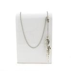 Zilveren vintage jasseron ketting met vaste hanger | 80 cm, Ophalen of Verzenden, Gebruikt, Overige kleuren, Zilver