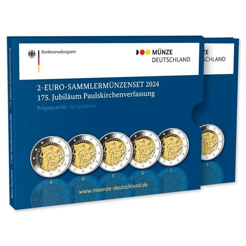 Duitsland 2 Euro Set Paulskirche 2024 Proof, Postzegels en Munten, Munten | Europa | Euromunten, Verzenden