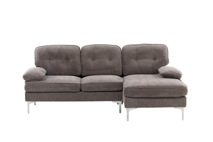 Reims Sofa Bank met Chaise Longue 3-Zitsbank Grijs Stof Jorn, Huis en Inrichting, Banken | Bankstellen, Verzenden