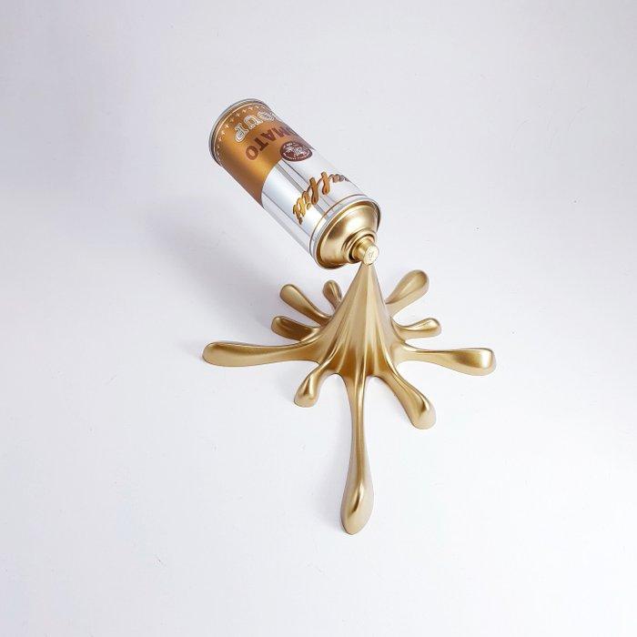 2FAST - Chrome Gold Graffiti Soup Splash Can Sculpture, Antiek en Kunst, Kunst | Designobjecten