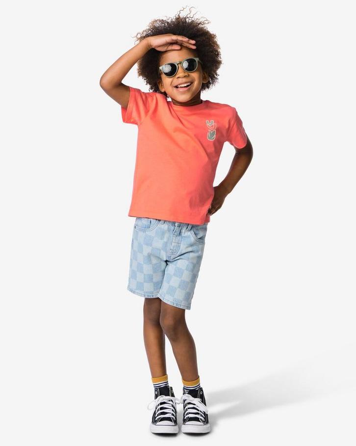 HEMA Kindershort regular fit blokken blauw, Kinderen en Baby's, Kinderkleding | Overige, Nieuw, Verzenden