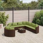 vidaXL 10-delige Loungeset met kussens poly rattan bruin, Meer dan 8 zitplaatsen, Nieuw, Loungeset, Verzenden