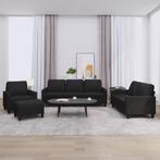 vidaXL 4-delige Loungeset met kussens kunstleer zwart, Huis en Inrichting, Verzenden, 150 tot 200 cm, Nieuw, Leer