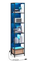 Boekenkast met LED – 6 Niveaus en Zwart Stalen Frame, Huis en Inrichting, Kasten | Overige, Verzenden, Nieuw