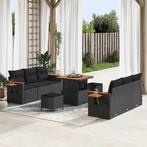 vidaXL Tuin Sofa Set met kussen 9 pcs Zwart 80 x 80 x 71 cm, Tuin en Terras, Verzenden, Nieuw, Rotan