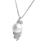 Hanger - 18 karaat Witgoud - 0.07ct. tw. Parel - Diamant -