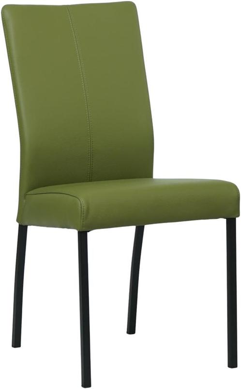Groene leren moderne eetkamerstoel - poot vierkant zwart - T, Huis en Inrichting, Stoelen, Eén, Nieuw, Leer, Ophalen of Verzenden