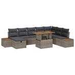 vidaXL Tuin Sofa Set 9 pcs Grijs poly rattan, Verzenden, Nieuw