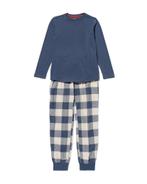 HEMA Kinderpyjama flanel jersey ruiten blauw, Verzenden, Nieuw