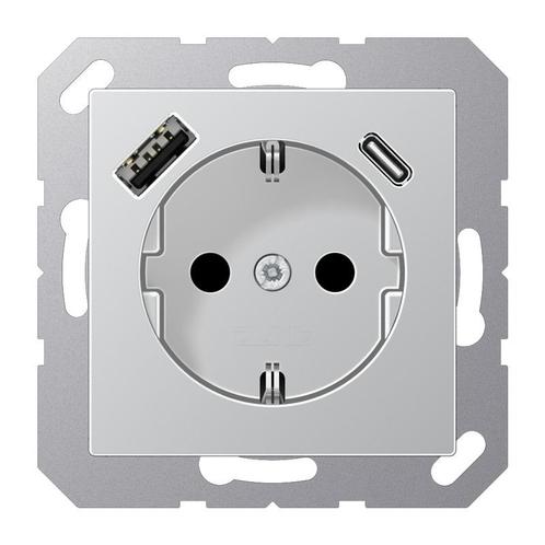 JUNG A500 Dubbele USB Wandcontactdoos Met Kindbeveiliging, Doe-het-zelf en Verbouw, Elektra en Kabels, Overige typen, Nieuw, Verzenden