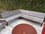Hoekbank van Douglas met gepoedercoat stalen frame, Tuin en Terras, Ophalen, Zo goed als nieuw, Hout