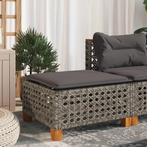 vidaXL Tuinkruk met kussen 63,5x56x32 cm poly rattan grijs, Verzenden, Nieuw, Rotan
