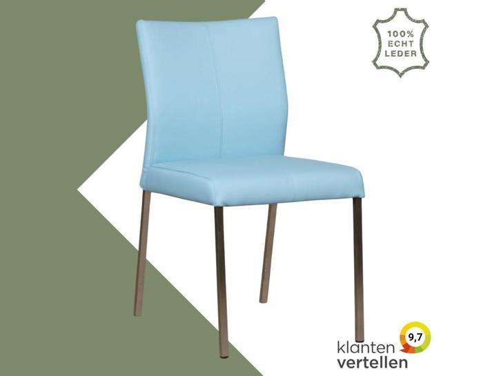 Leren eetkamerstoel Basic - Toledo Sky Blue (lichtblauw) -, Huis en Inrichting, Stoelen, Eén, Blauw, Nieuw, Leer, Ophalen of Verzenden