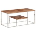 vidaXL Salontafel roestvrij staal en massief acaciahout, Verzenden, Nieuw, Metaal