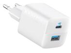 Veiling - Anker 323 Dual USB USB-C Snellader 33W Wit, Nieuw