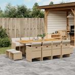 vidaXL 13-delige Tuinset met kussens poly rattan beige, 2 zitplaatsen, Nieuw, Tuinset, Verzenden