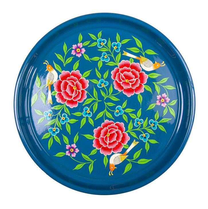 handbeschilderd dienblad India | roestvrijstalen bak, Huis en Inrichting, Keuken | Servies, Verzenden