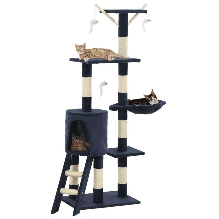 vidaXL Kattenkrabpaal met sisal krabpalen 138 cm donkerblauw, Dieren en Toebehoren, Katten-accessoires, Nieuw, Verzenden