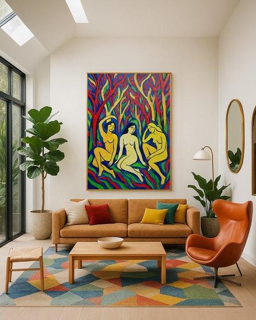 E. García - LAS TRES NINFAS - XL - (NO Reserve), Antiek en Kunst, Kunst | Schilderijen | Modern