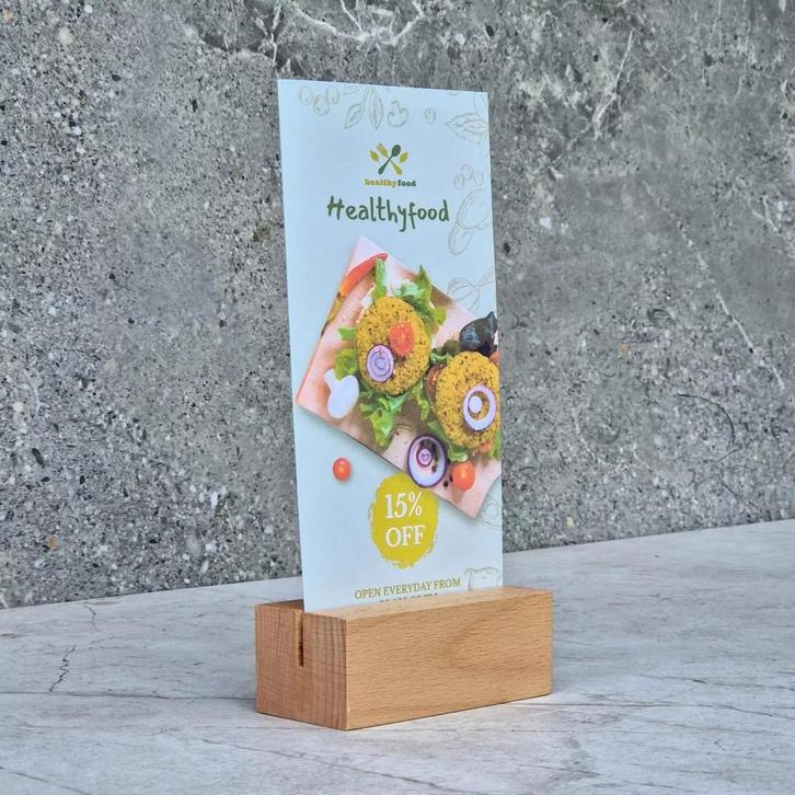 HOCHO Beukenhouten Menustandaard – Acryl Pocket A6 – Sti, Huis en Inrichting, Keuken | Keukenbenodigdheden, Nieuw, Ophalen of Verzenden