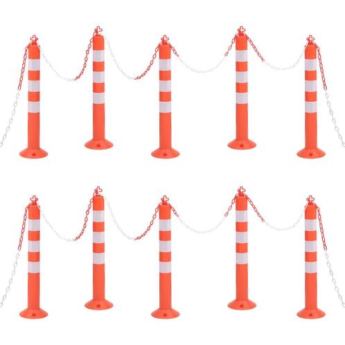 vidaXL Verkeerspalen met ketting 10 st 75 cm PE, Huis en Inrichting, Woonaccessoires | Tekstborden en Spreuken, Nieuw, Verzenden