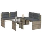 vidaXL 4-delige Loungeset met kussens poly rattan grijs, Tuin en Terras, Verzenden, Nieuw, Rotan, Loungeset