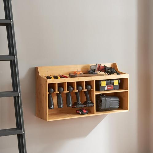 [en.casa] Gereedschap wandrek Gjemnes 86x25x45 cm bamboe, Doe-het-zelf en Verbouw, Gereedschap | Handgereedschap, Nieuw, Verzenden