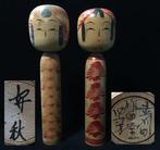 Set van 2 / Japanse vintage houten Kokeshi-pop (H:30cm) -