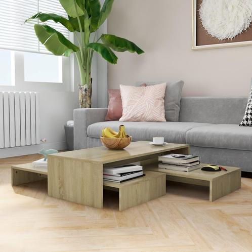 vidaXL Salontafelset 100x100x26,5 cm bewerkt hout sonoma, Huis en Inrichting, Tafels | Salontafels, 100 tot 150 cm, Nieuw, Overige houtsoorten