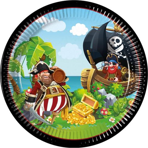 8 Paper plates large 23cm FSC Island Pirates, Hobby en Vrije tijd, Feestartikelen, Nieuw, Verzenden