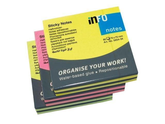 Info notes 75x75mm ass. kleuren pak 6 blok, Zakelijke goederen, Kantoor en Winkelinrichting | Kantoorartikelen, Overige typen