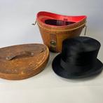 Decoratief ornament - Antique Leather Gentlemans hat box, Antiek en Kunst