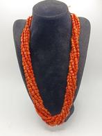 Ketting 104 g - mediterrane koraal en katoen - Vintage, Antiek en Kunst